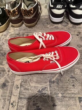 Vans Red Canvas Low-Top Sneakers with White Laces